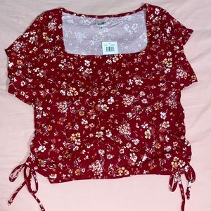 Belle du jour Red top with Floral pattern
